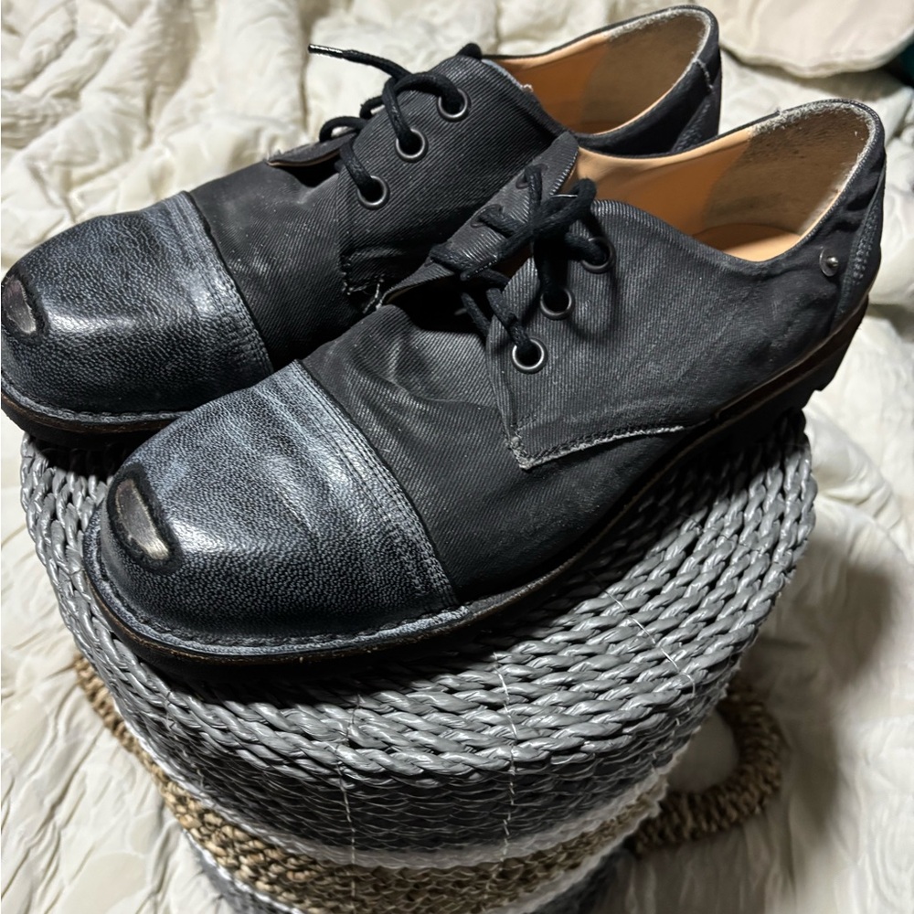Diesel black and gray canvas oxfords.